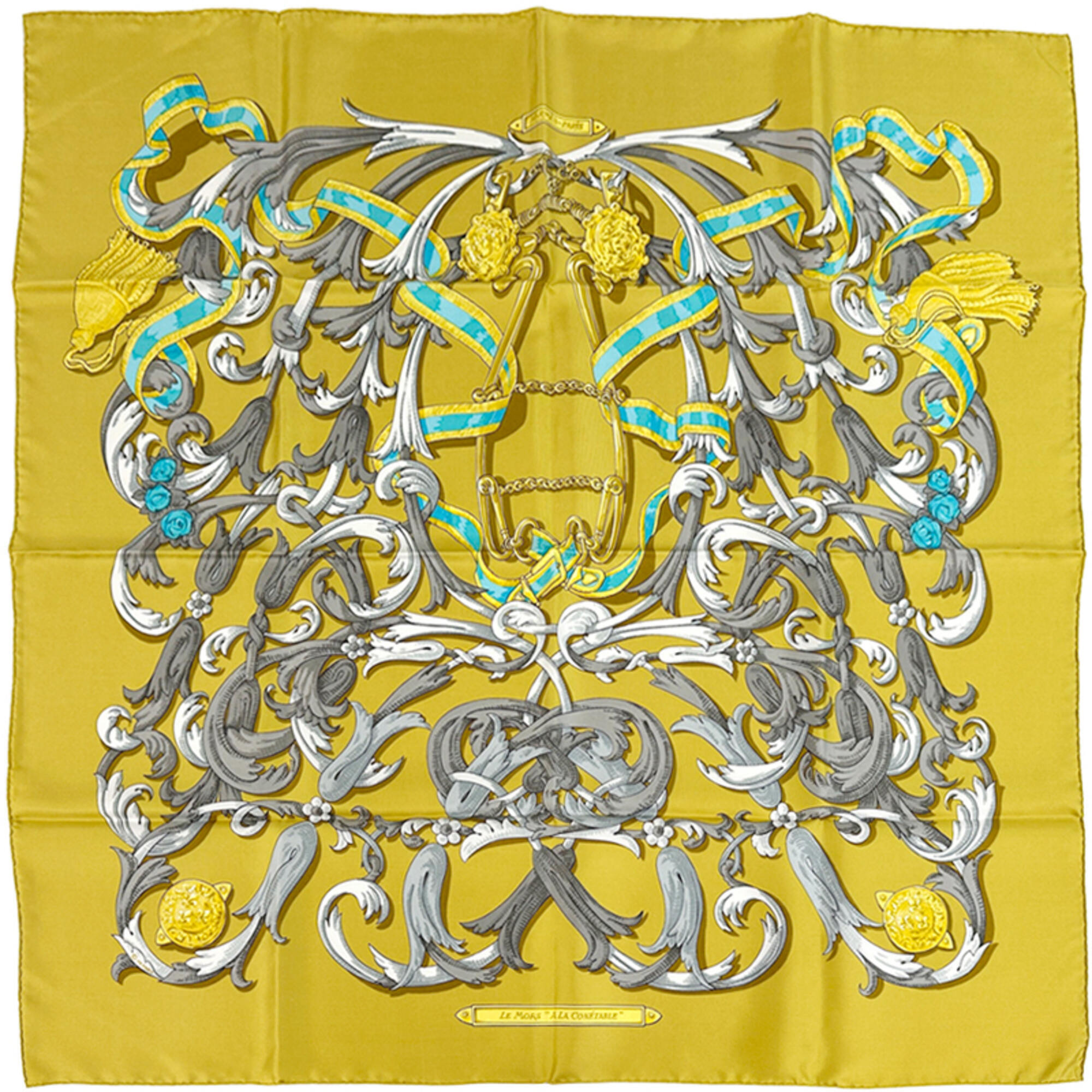 Hermes Authentic Yellow Silk Scarf